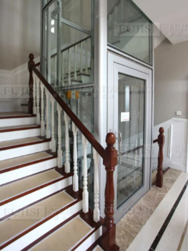 White glass elevator